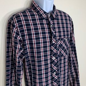 Goodale men’s casual button down plaid navy red xl
